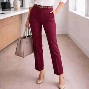 Brooks Brothers Red Fleece Burgundy Ankle Dress Pants Size 8 Stretch Career